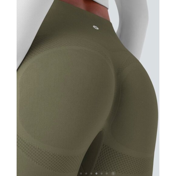 Halara Seamless Flow High Waisted Butt Lifting Leggings Sz Small 7/8 Length Gree - Picture 2 of 11